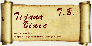 Tijana Binić vizit kartica
